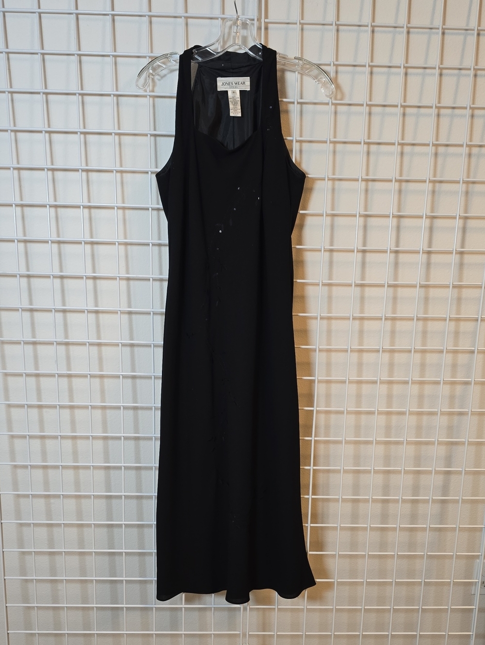 Jones New York Black Sleeveless Maxi Dress Embroidery And Sequin Detail Size 8